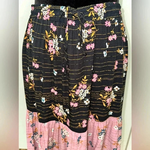DR2 by Daniel Rainn Floral Tiered Maxi Skirt Multicolor Size L - Picture 3 of 5